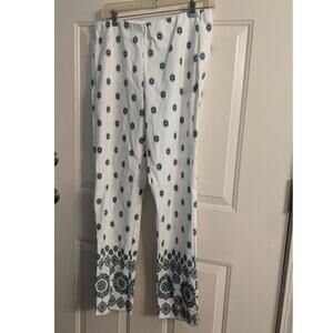 J. Jill Essential Cotton Pants Blue & White, Size 8